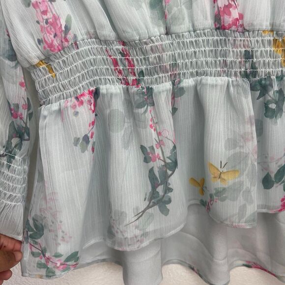 Ted Baker London Klara Sorbet Floral Ruffle Peplum Top Size 2 - Picture 5 of 14